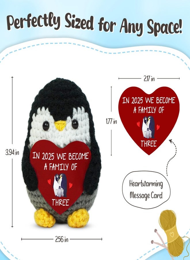 OASSIE Baby's First Christmas 2025 Emotional Support Crochet - Family of 3 Baby Announcement Positive Crochet with Card - Penguin Gifts for New Mom Dad Parents Couples, Pregnancy Announcement - Image 3